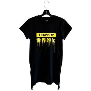 Fashion Nova Black Tee with Yellow Graphic